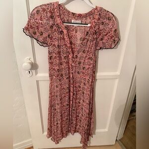 Pink Floral Button-Down Dress